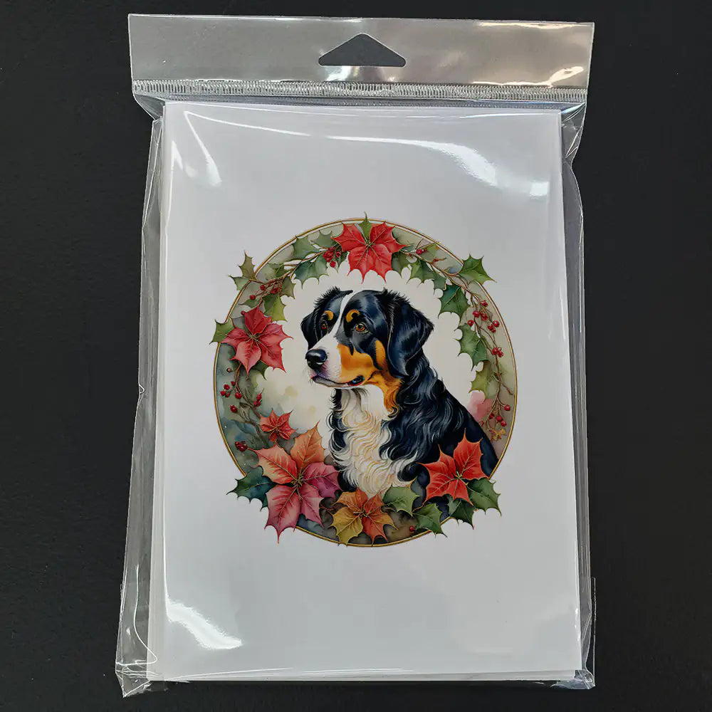 Appenzeller Sennenhund Christmas Flowers Greeting Cards Pack of 8